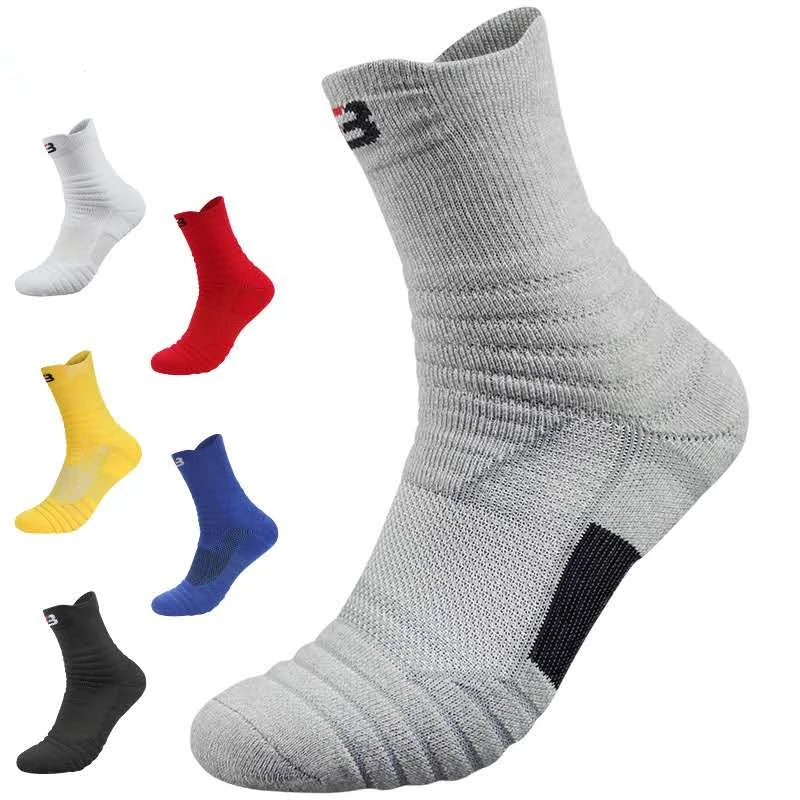 

Custom logo black white gray terry Unisex ankle sports athletics elite mens running socks, Custom color