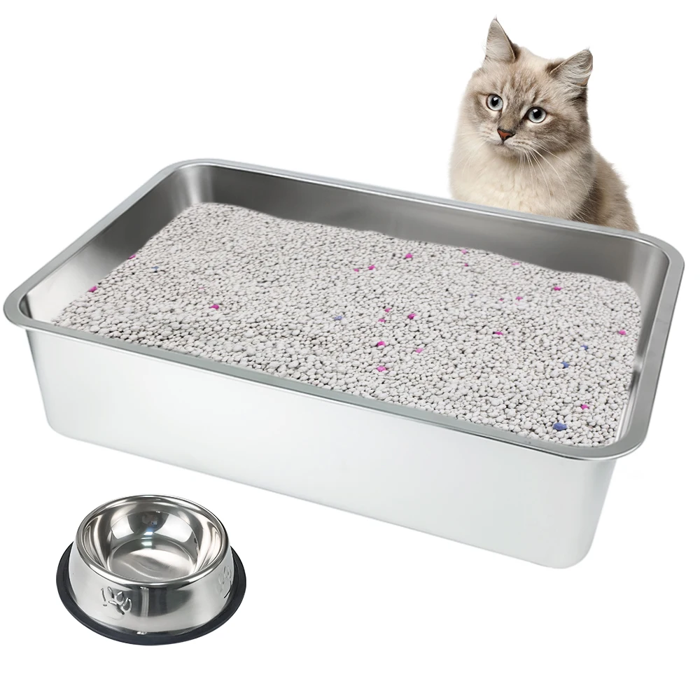 

Wholesale Easy Cleaning Little Pet Litter Pan Kitty Cat Little Box for Little Cats Stainless Steel Cat Litter Box Big