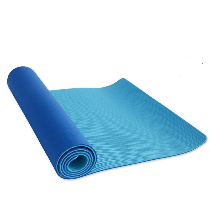 

Factory TPE Anti-skid Blue Yoga Mat Two Layer 6 MM Yoga Mat With Carrying Strap, 8 color