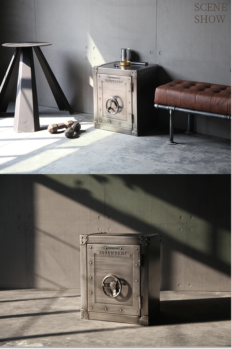 Industrial End Side Table with Storage Shelf  Easy Assembly Metal Look Accent Furniture with Iron Frame