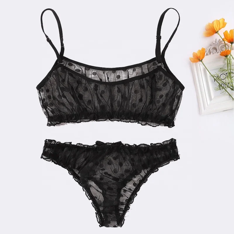 

B23998A Lovely girl mesh sexy temptation perspective bowknot briefs sexy pajamas suit