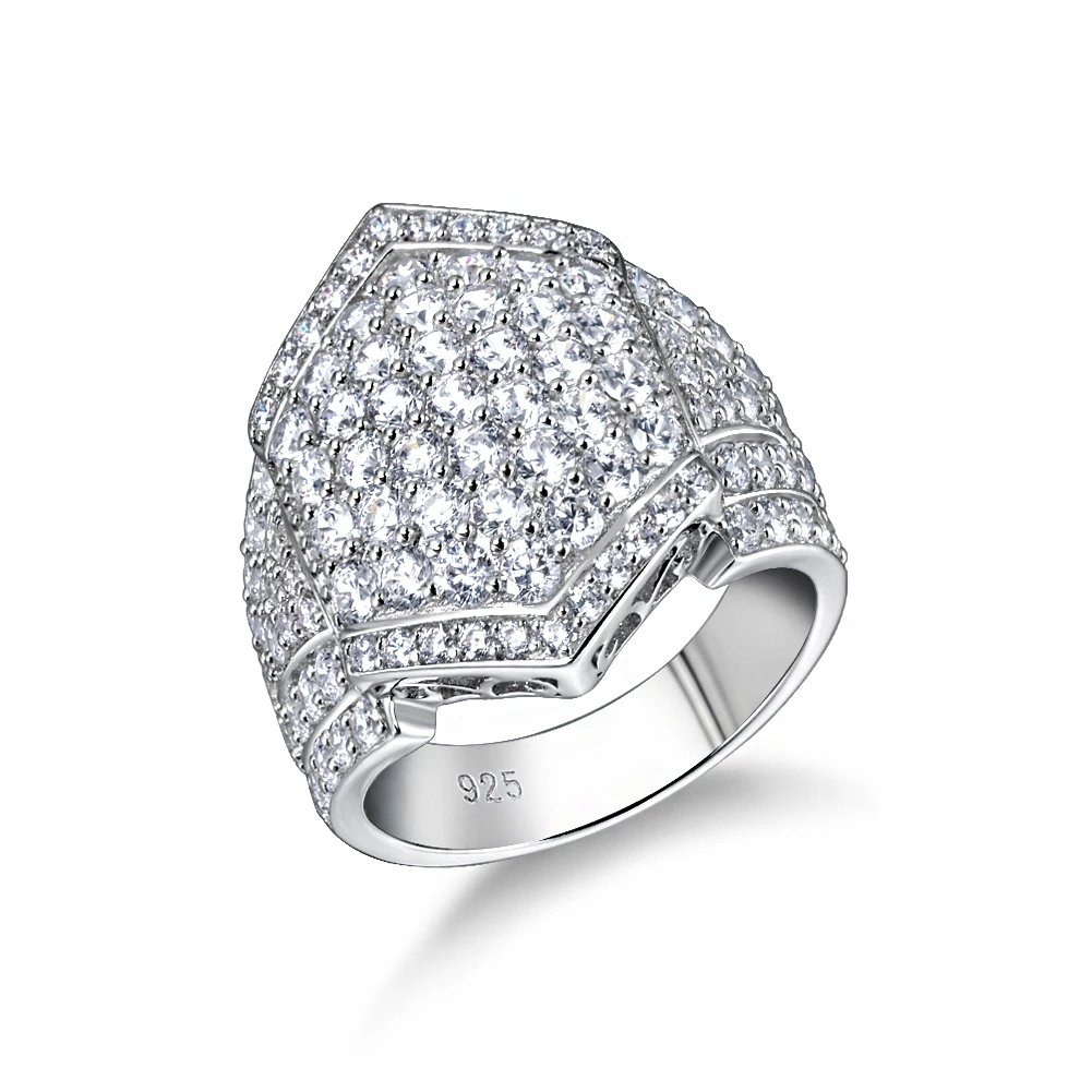 

925 Real Silver CZ Rhodium Plated Ring White Stone Women Zirconia Sterling Silver Jewelry Ring