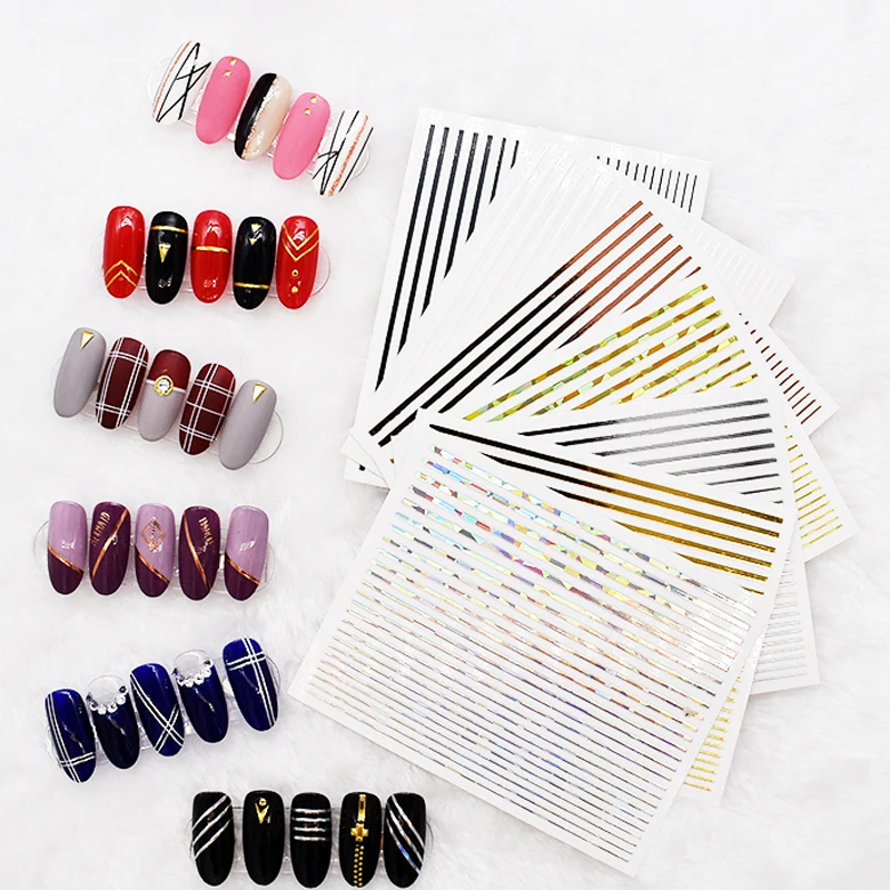 

Popular nail stripe sticker laser special Designers Nail Stickers