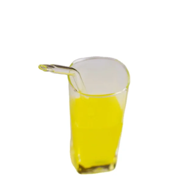 

High borosilicate glass elbow straw lip protection drinking high temperature resistant flat mouth straw, Colorfull