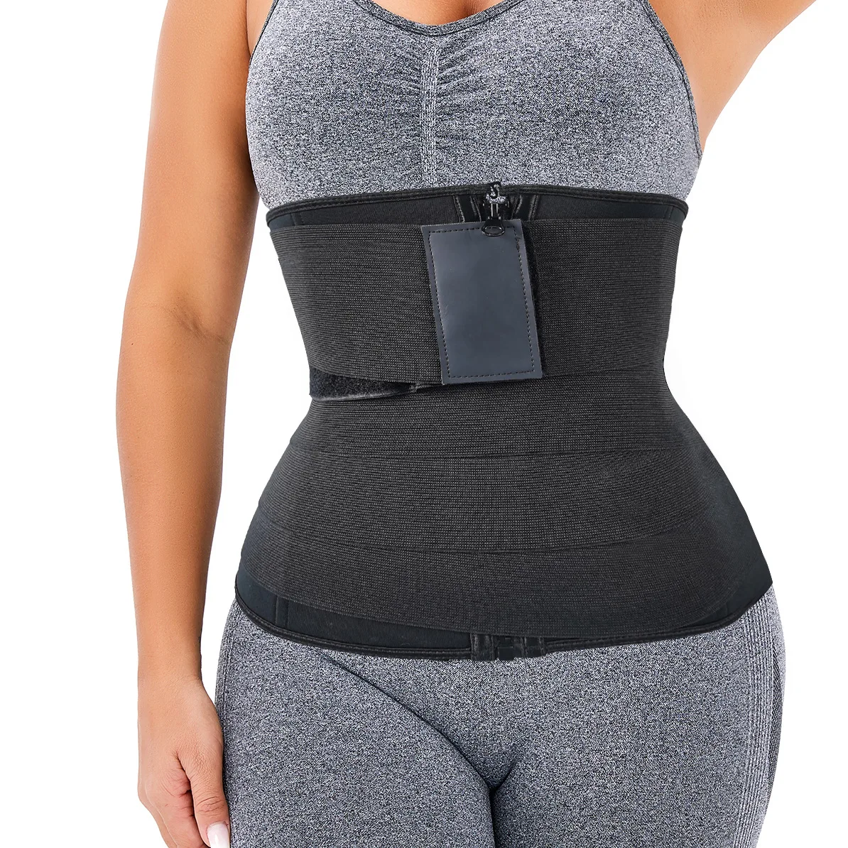 

Fashion Design Quality Slimming Corset Fitness Shaper High Compression Tummy Wrap Belt Long Torso Detachable Waist Trainer, Black