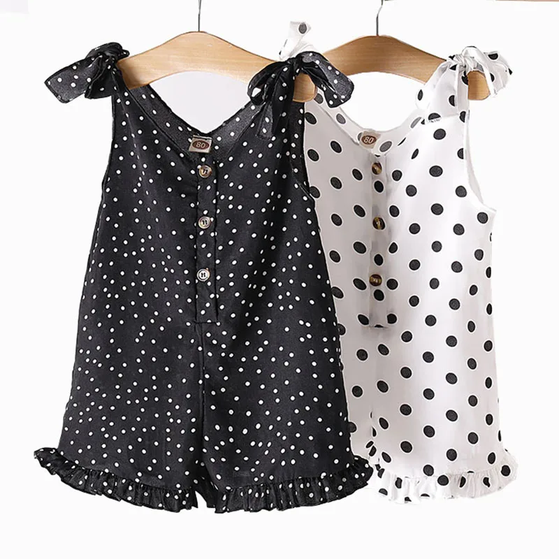 

RTS dot print summer girls boutique clothing set one piece kids jumpsuit, As picture show