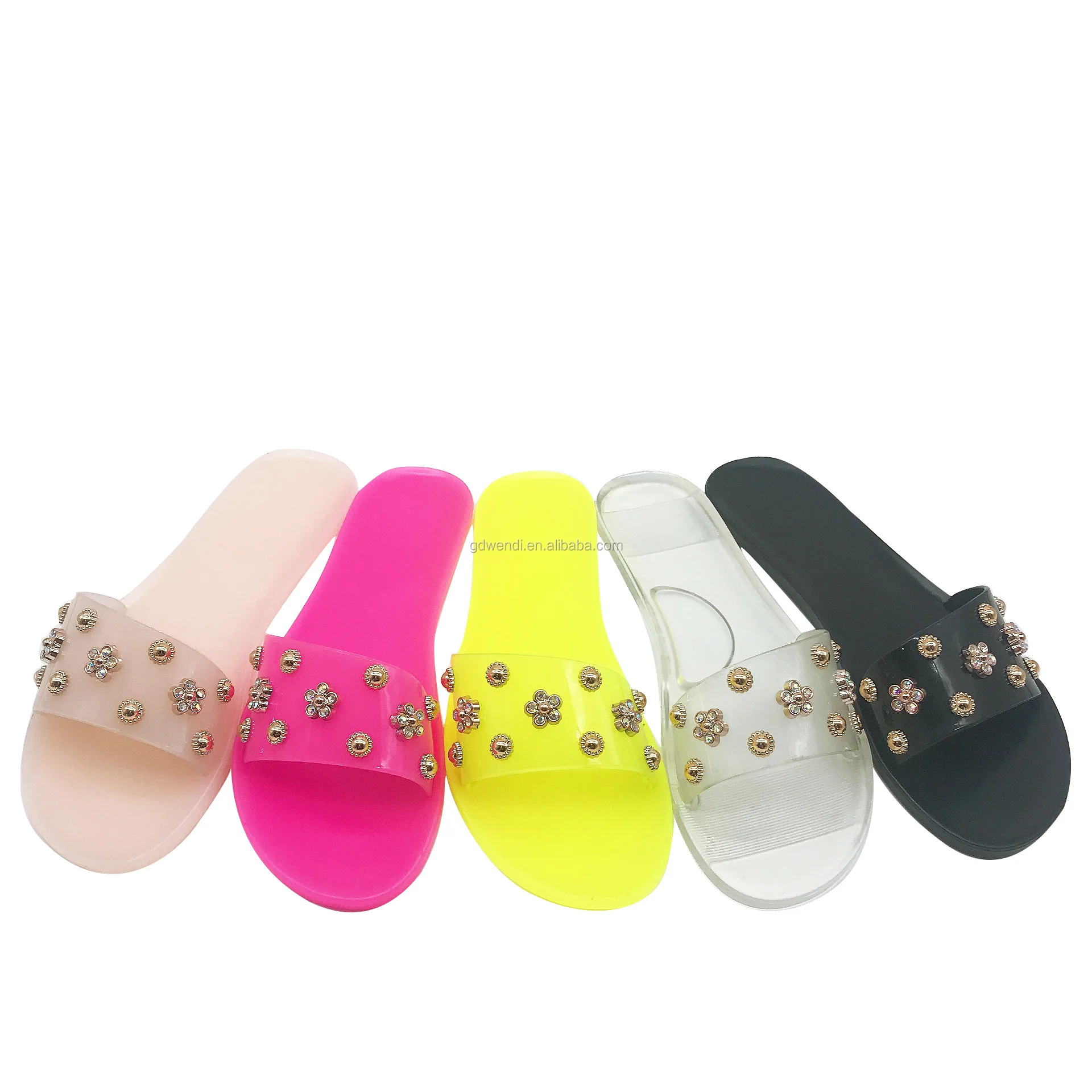 

2020 Fashion Summer Women Sandals Clear Shoes Slip-On Jelly Shoes Ladies Flat Beach Sandals Outdoor Holiday Slides, White/yellow/pink/nude/black