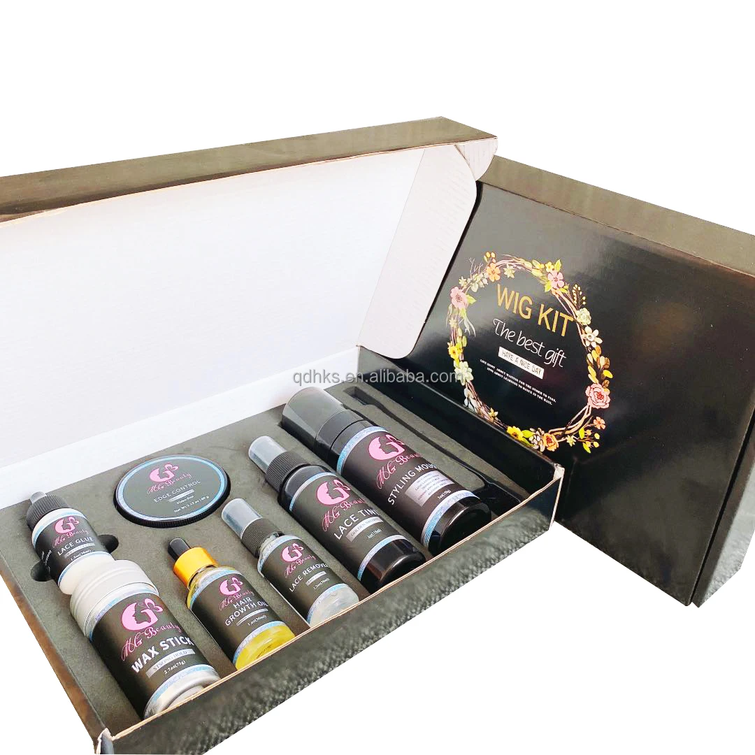 

one set wig kit private label lace glue lace hair products with custom packaging
