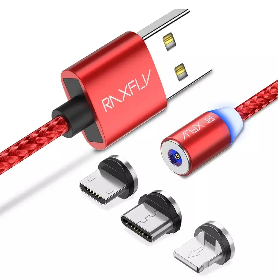 

Free Shipping Free RAXFLY 360 Rotation Led Cavo USB C Kabel Data Usb 3-in-1 Charging Cables 3 in 1 Cable Magnetic Cable 3 in 1