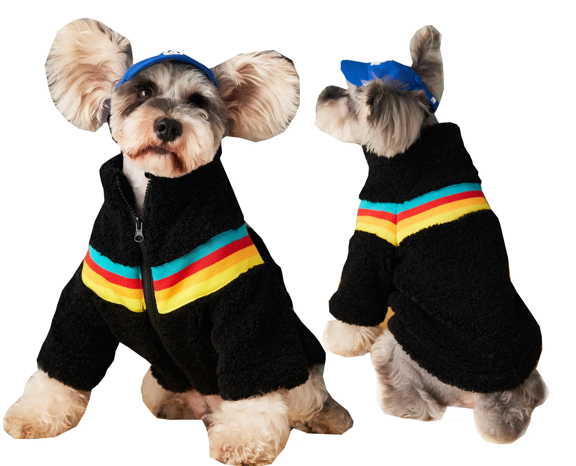 

JXANRY Black White Lambswool Winter Warm Pet Fur Coat Pet Winter Clothes For Small Medium Dog Cat