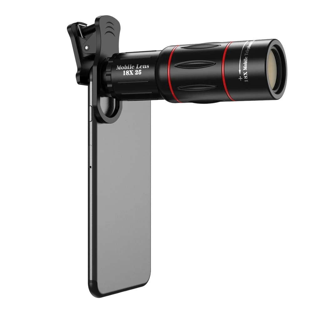 

APEXEL mobile phone telescope 18X optical zoom telephoto lens for iPhone smart phones, Black