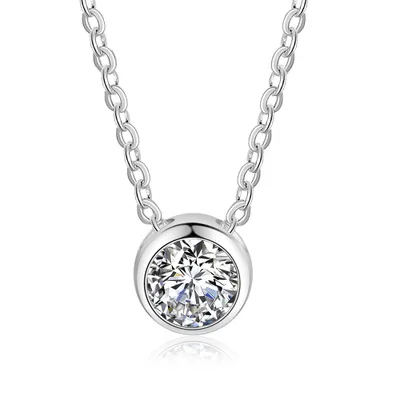 

925 Sterling Silver Chain Round Shape Pendant Necklace for Women