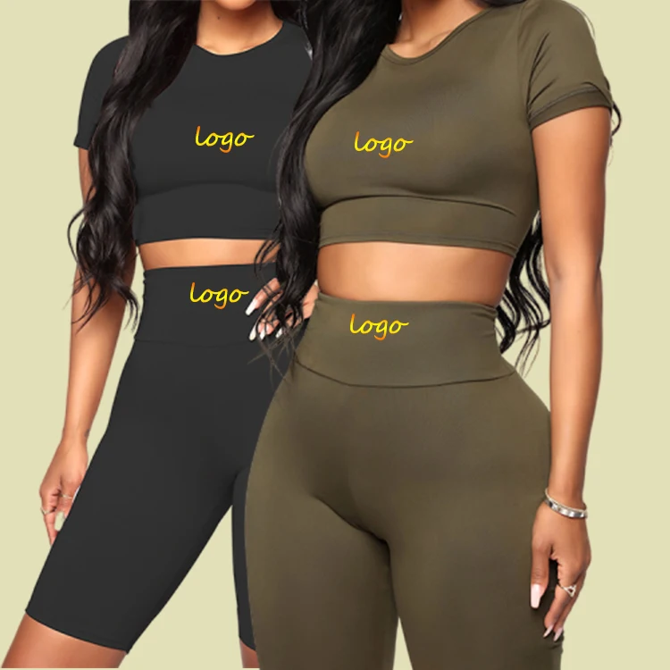 

Yoga Wear 2020 Vest Top Short Sets Set Shirts Seamless Fitness Tights Tank Suit Shorts with Pockets Leggings for Women Yoga Sets