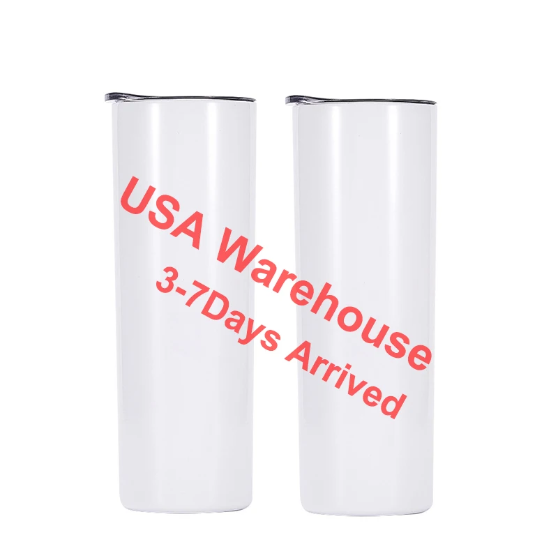 

20oz 20 oz Double Wall Stainless Steel Vacuum Insulated Black Sublimation Blanks Skinny Tumbler Mugs With Straw, White tumbler for sublimation