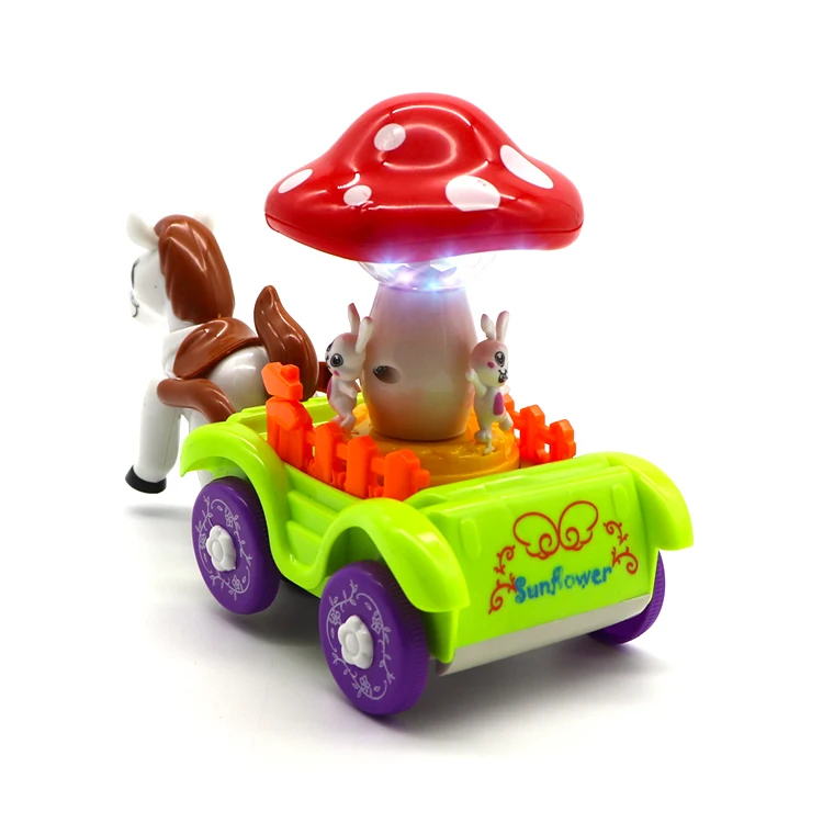 2021 Popular Kids Electric Universal Wheel Toys Mushroom Carriage With Music & Colorful Lights