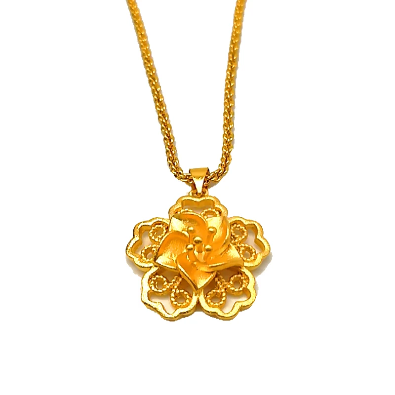 

Jewelry fashion style dubai 24K gold plated copper flower shaped pendant for women