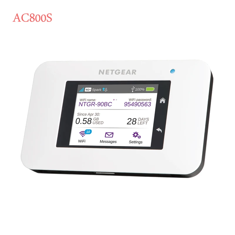 

800s AC800S Unlocked Netgear AirCard 450Mbps Cat9 4g Router LTE Wireless Mobile Wifi 2930mah Battery, Black