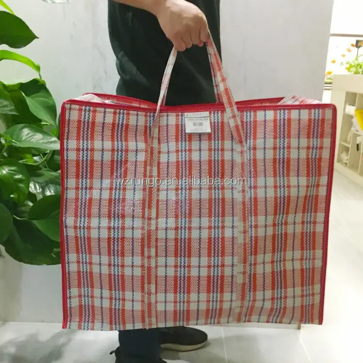 Buy Wholesale China Red & Blue & White Pp Woven Bag , Zipper Pp Woven Bag  Reusable Non-woven Bag Plaid Pp Woven Bag & Zipper Pp Woven Bag at USD 0.2