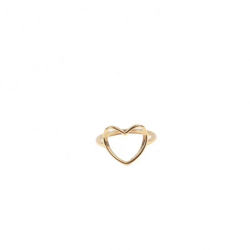 

water proof tarnish free 18K PVD Gold Plated Heart Rings Stainless Steel Jewelry Women Gift Rings