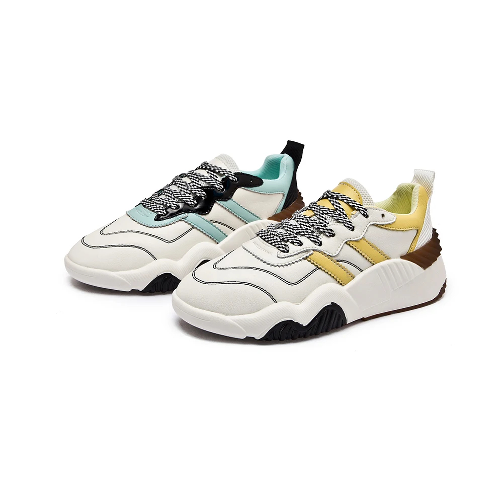 

Breathable lace-up height increasing platform chunky casual sport shoes high wedge sneaker for women