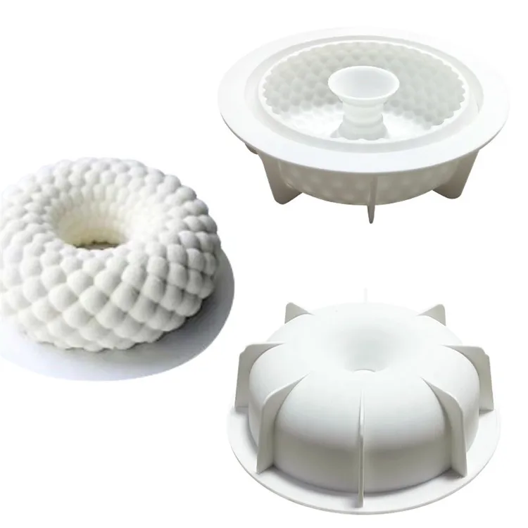 

Baking Utensils Silicone Hollow Custard Apple French Dessert Mousse Cake Mold, White