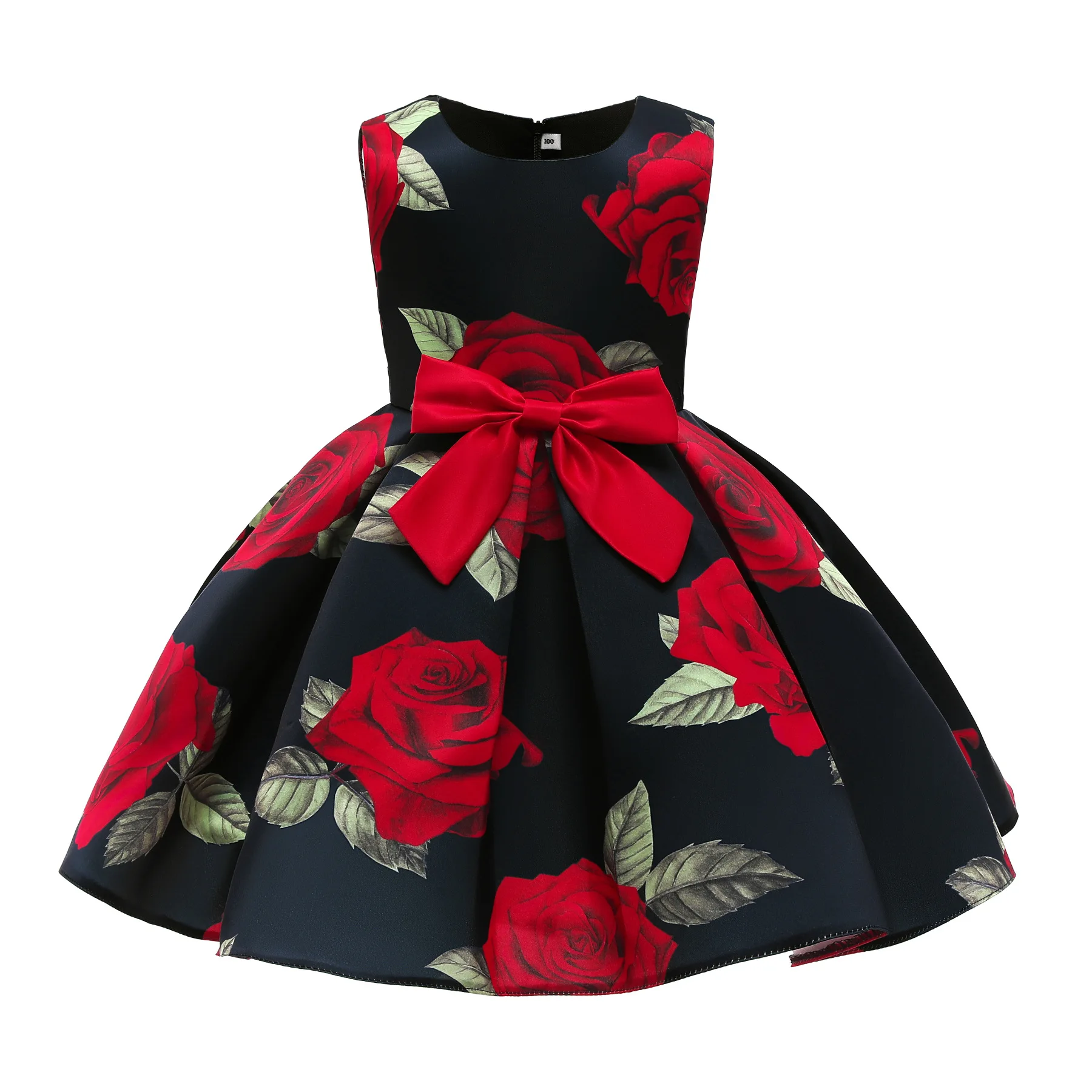 

Elegant and chic children's dress 2021 new girl's vest skirt rose print princess dress dress skirt