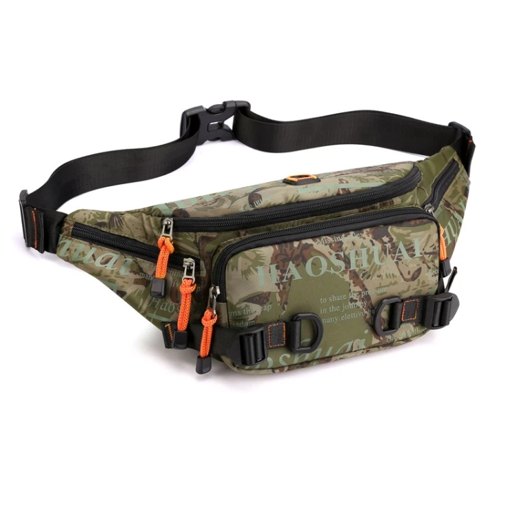 

HAOSHUAI 5135 Waterproof Men Crossbody Bags Chest Print Sport Zipper Lightweight Waterproof Fashion Unisex Men Waist Bag