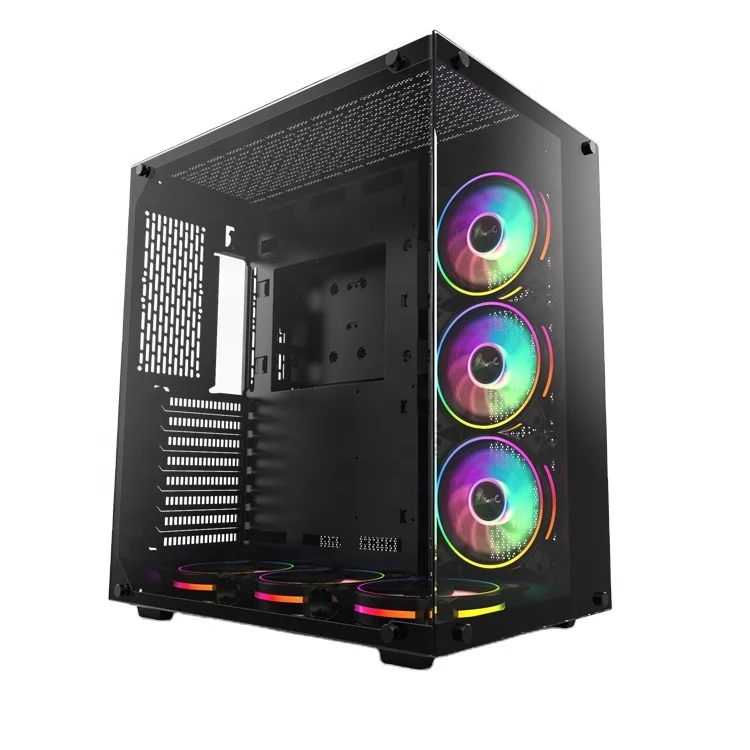 

C701 2021 Wholesale ATX Computer Tower Case RGB Cooling Fan PC Casing Desktop Original Factory, Black and white