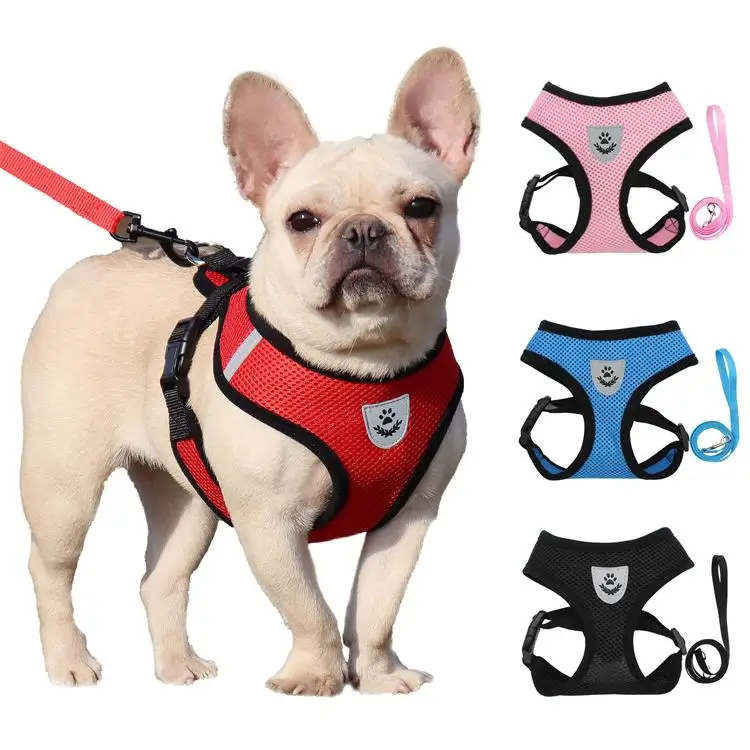 

No Pull Reflective Breathable Adjustable Sublimation Step In Reversible Luxury Fashion Pet Dog Harness Vest, Black,pink,blue,red