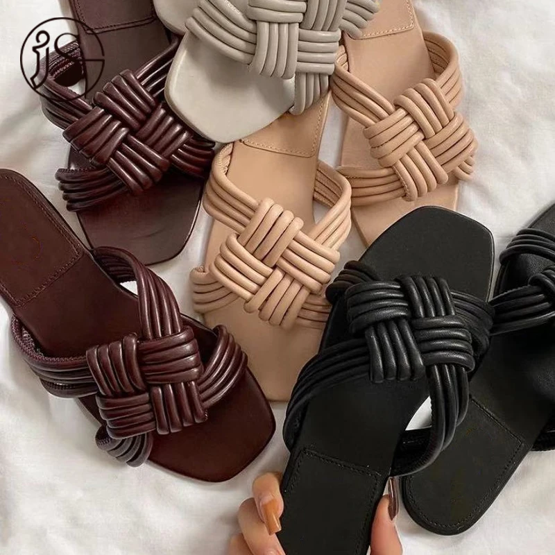 

Custom weave slides fashion casual women sandals colorful comfort women slippers, Picture