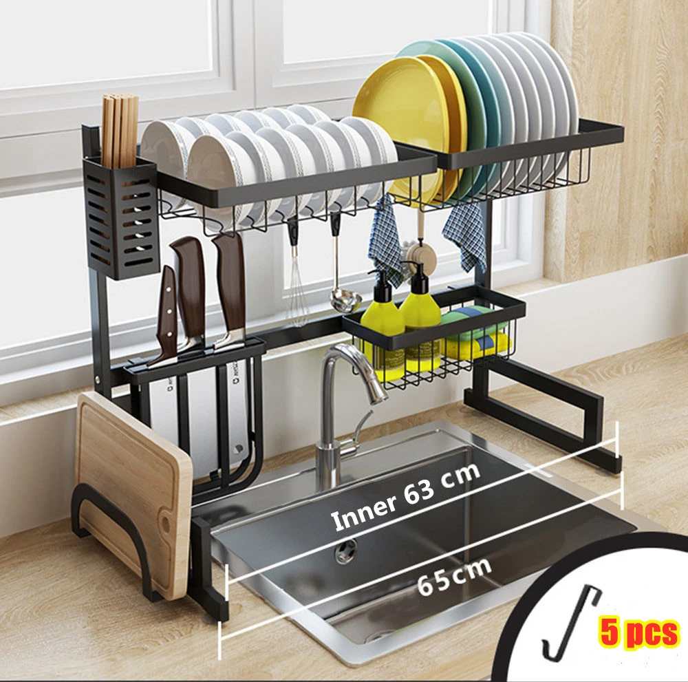 

Dish Drying Rack Over Sink 2 Tier Stainless Steel Kitchen Dish Rack Large Dish Rack Drainer for Kitchen Organizer