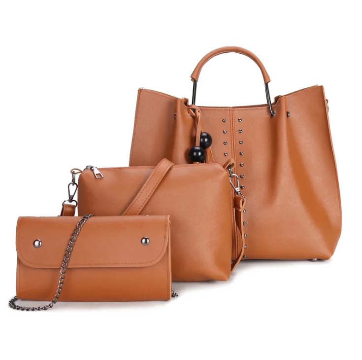 

Wholesale Vintage Girl Handbags Stripe Plaid Pu Leather Tote Bag 3 Pieces Lady Bag Women Shoulder Bags