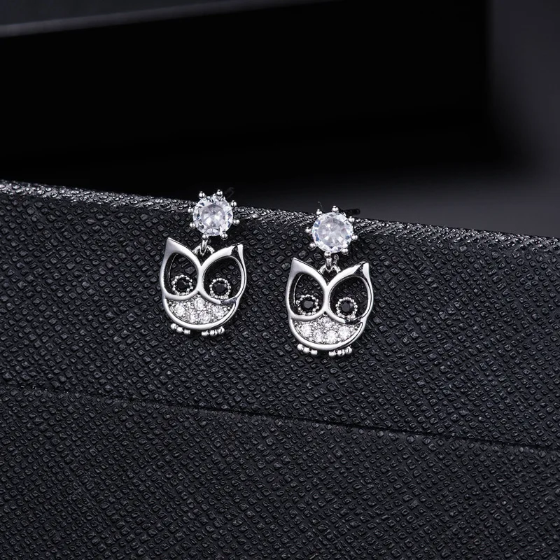 925 Sterling Silver Owl Earrings for Women Fashion Statement Jewelry cute earring