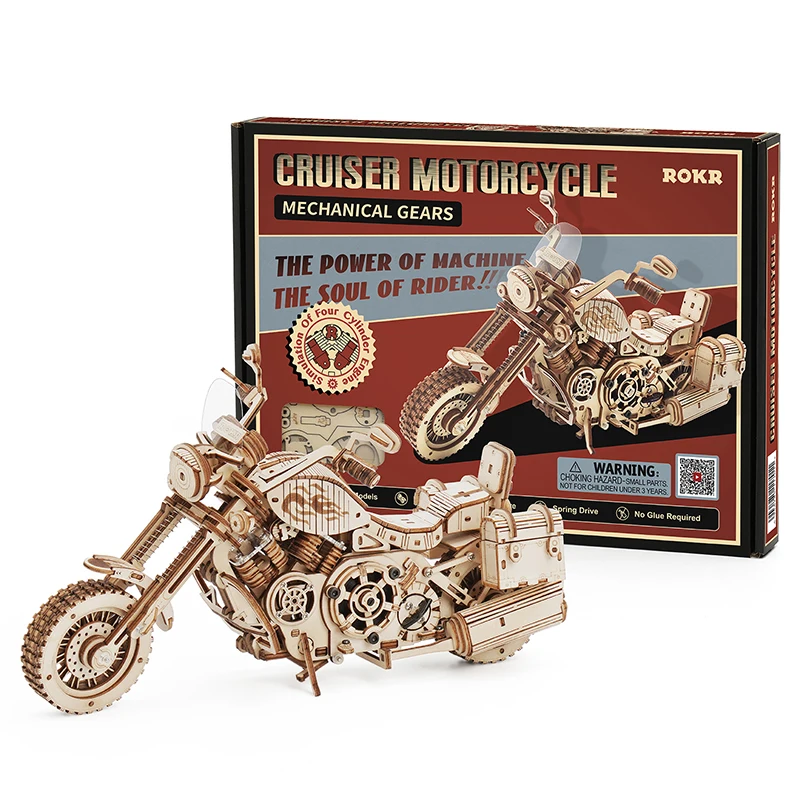

CPC Certificated Robotime Rokr US Warehouse LK504 Wood Craft Toys Wooden Model Cruiser motorcycle 3D DIY Wooden Puzzles