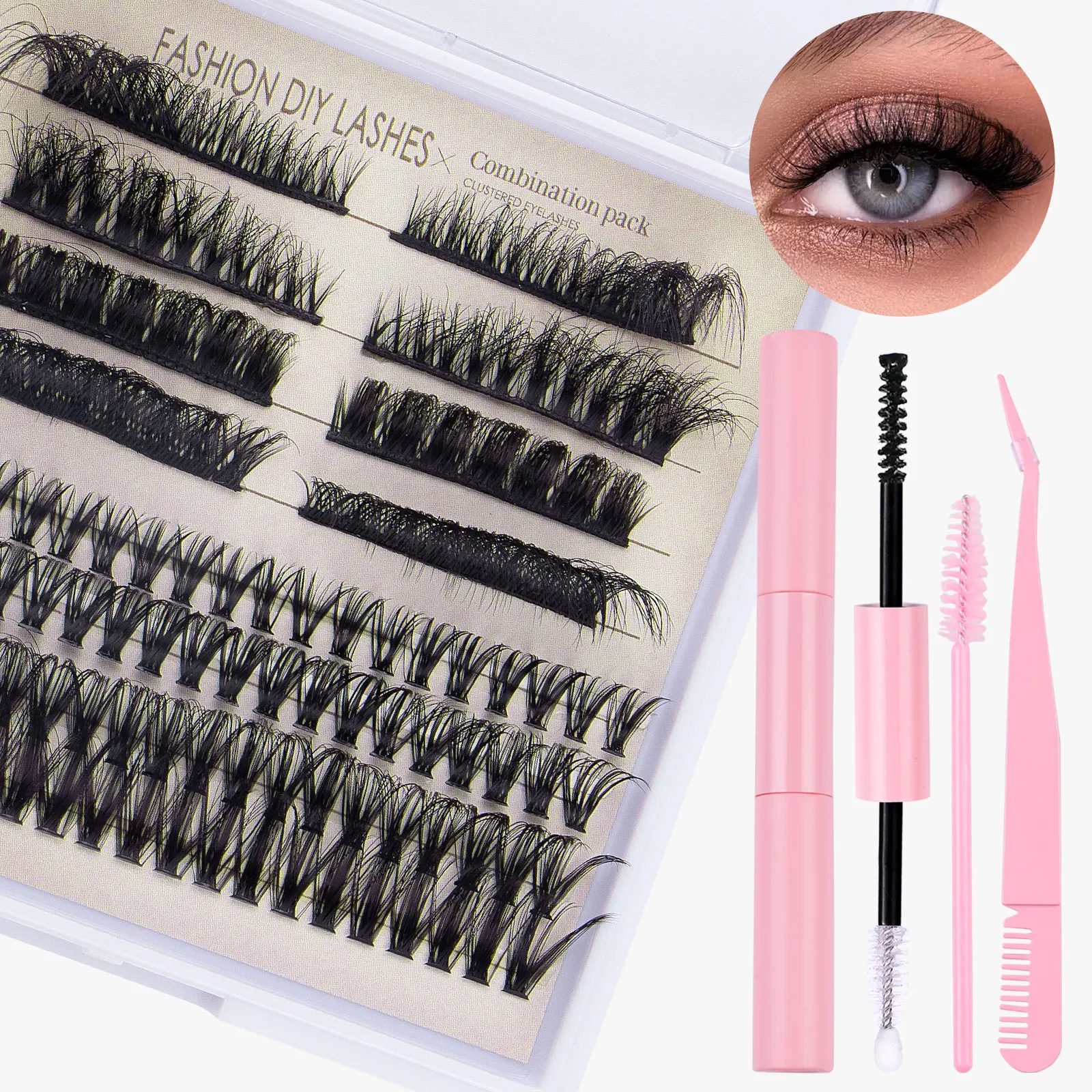 

DIY Clusters Eyelash Extension Mix Individual Lashes Volume Natural Segmented Eyelash Bundles Makeup Supplies