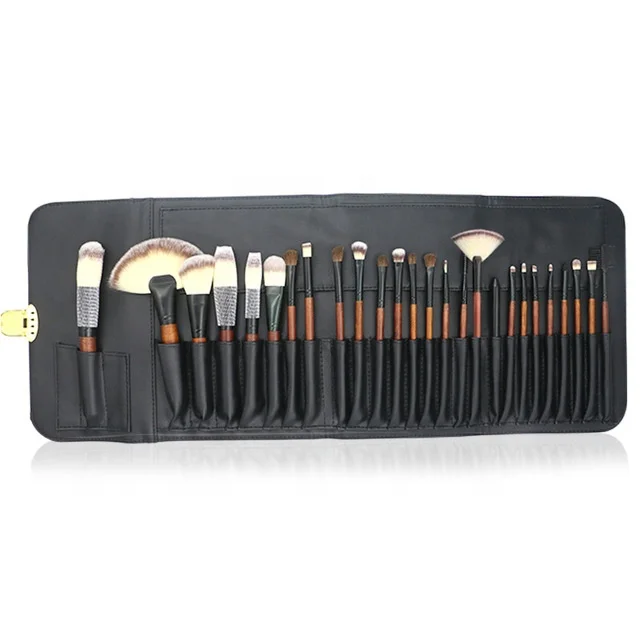 

Design Red Wood Handle 26Pcs Makeup Brush Set Animal Hair Cover Artist Studio Beauty Tools