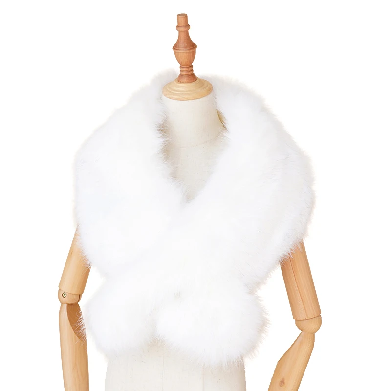 
Fashion New Color Elegant long hair soft faux fox fur Scarf shawl for Women winter warm 