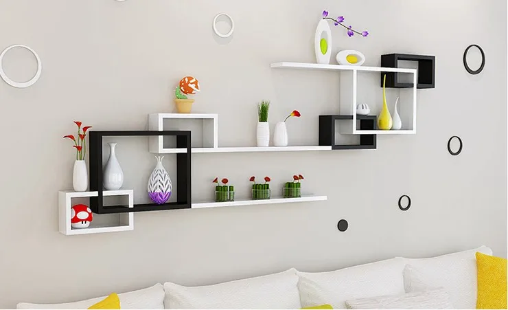 Home Mount Black Metal Display Wire Wall Rack Modern Wall Shelf