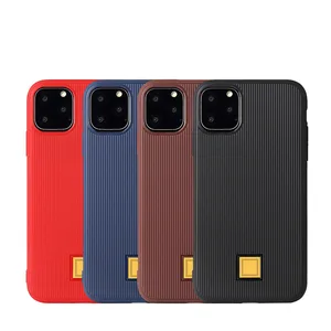 Vertical Stripes Metal Label Back Cover Durable Soft TPU Rubber Phone Case For iPhone 11 2019 6.5