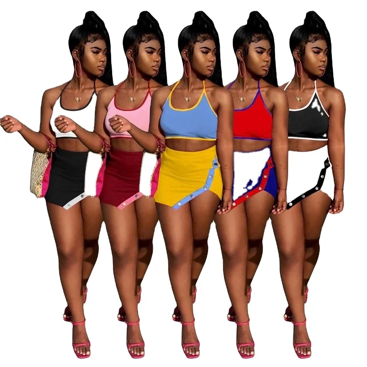 

2021 Summer Hot Fashion Sexy Sling Ladies Suit Ladies Casual 2 Piece Suit