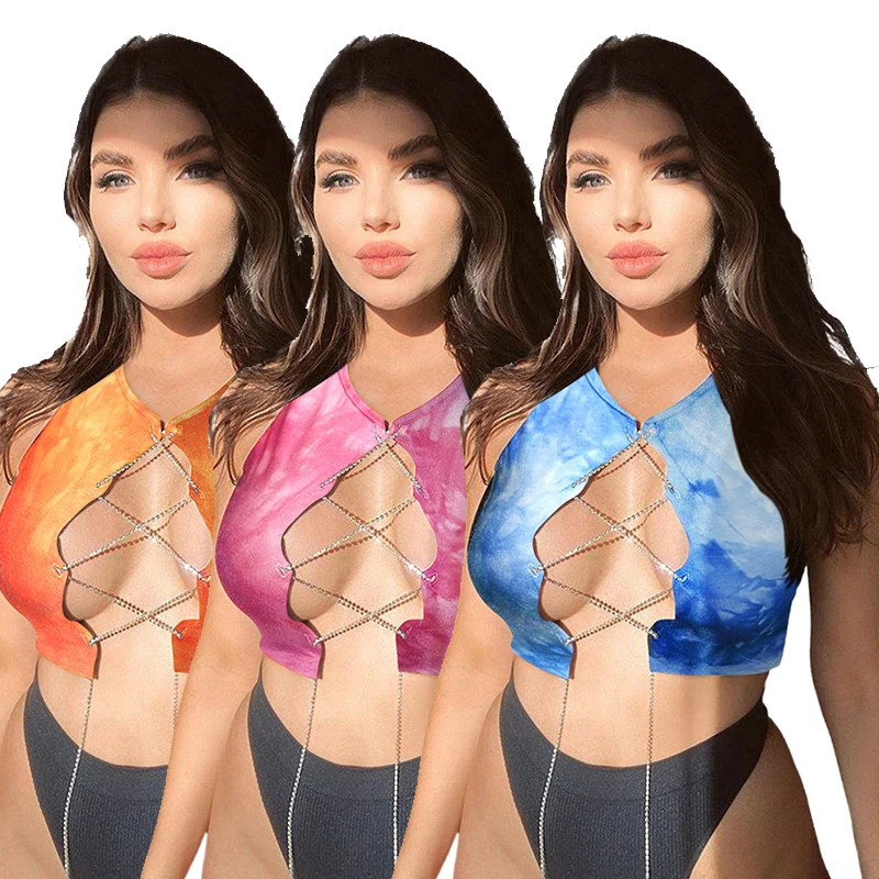 

Wholesale Custom Summer Casual Sport Tie Dye Crop Top Femm Workout Women Tank Top