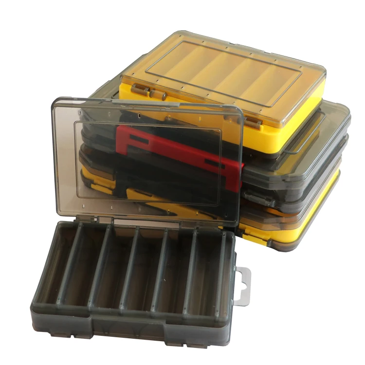 

New Double Sided Fishing Tackle Box  Lure Hook Storage fishing boxes, Yellow/ brown