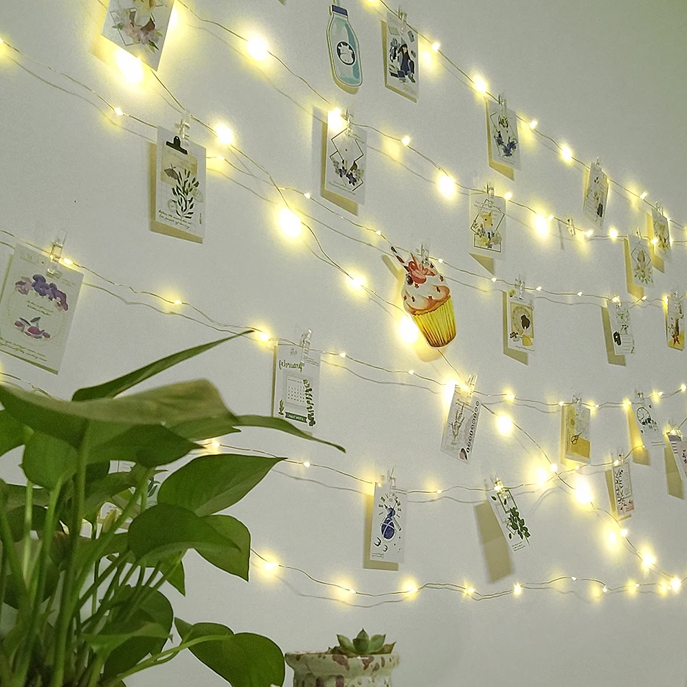 Led Led Photo Clips String Light Warm White Wedding Party Home Decor Photos Pictures Indoor Fairy Lights String