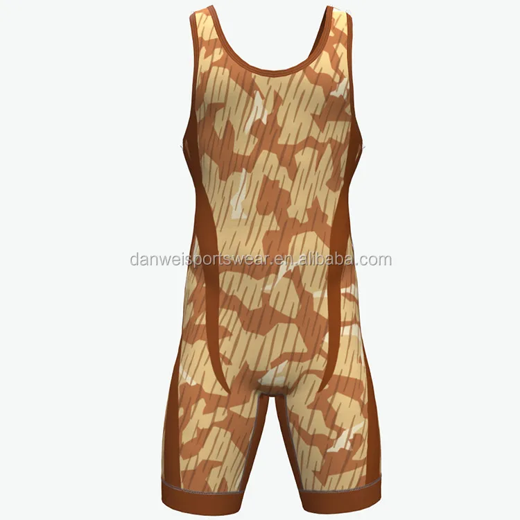 

colored camo style stretchy polyester youth men wrestling singlet