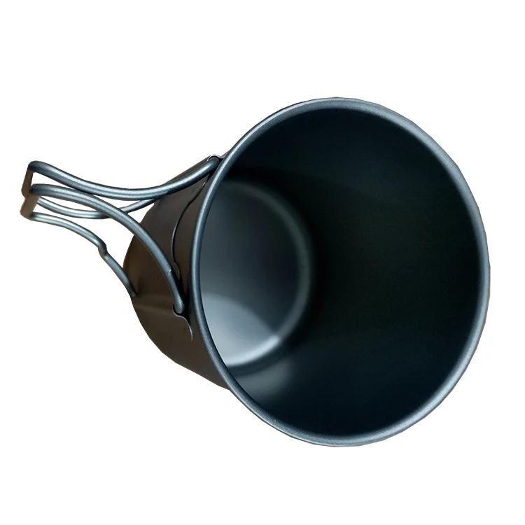 

factory price for 400ml Titanium camping cup outdoor sport cup titanium mug with foldable handlebar, Silver