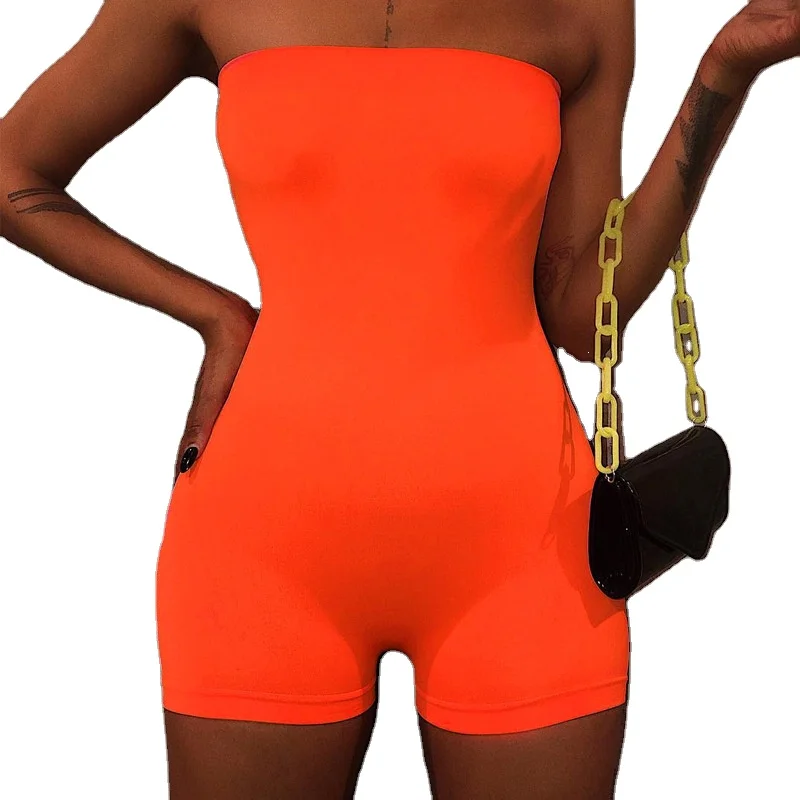 

2021 summer women clothing fashion playsuit hot sale neon rompers female elastic skinny bodysuits, Picture shows