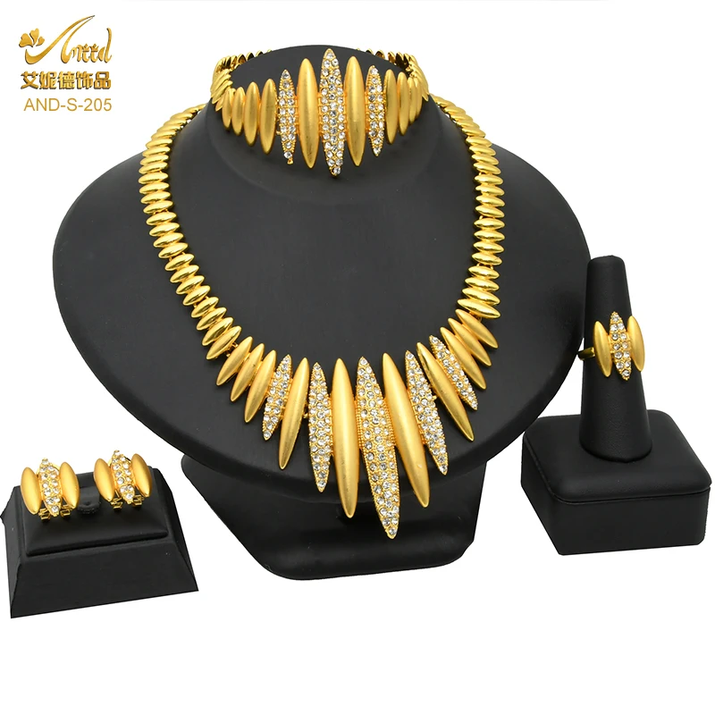 

2021 Customized High Quality Elegant 24K Gold Bridal Fashion Wedding Dubai Jewelry Sets Jewellery, 24k gold plated