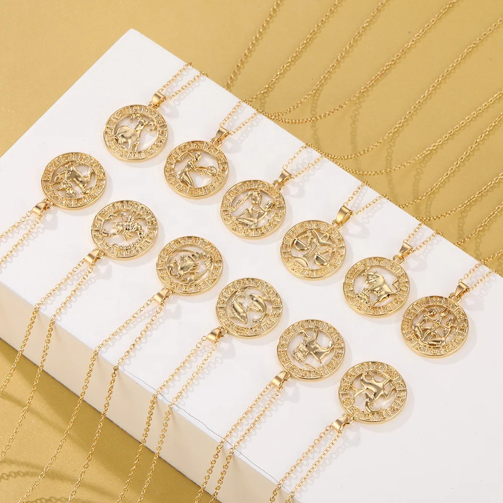

Lost lady 2020 New Fashion Accessories Coin Pendant Necklace 12 Star Totem Necklace Girls Birthday Gift Necklace
