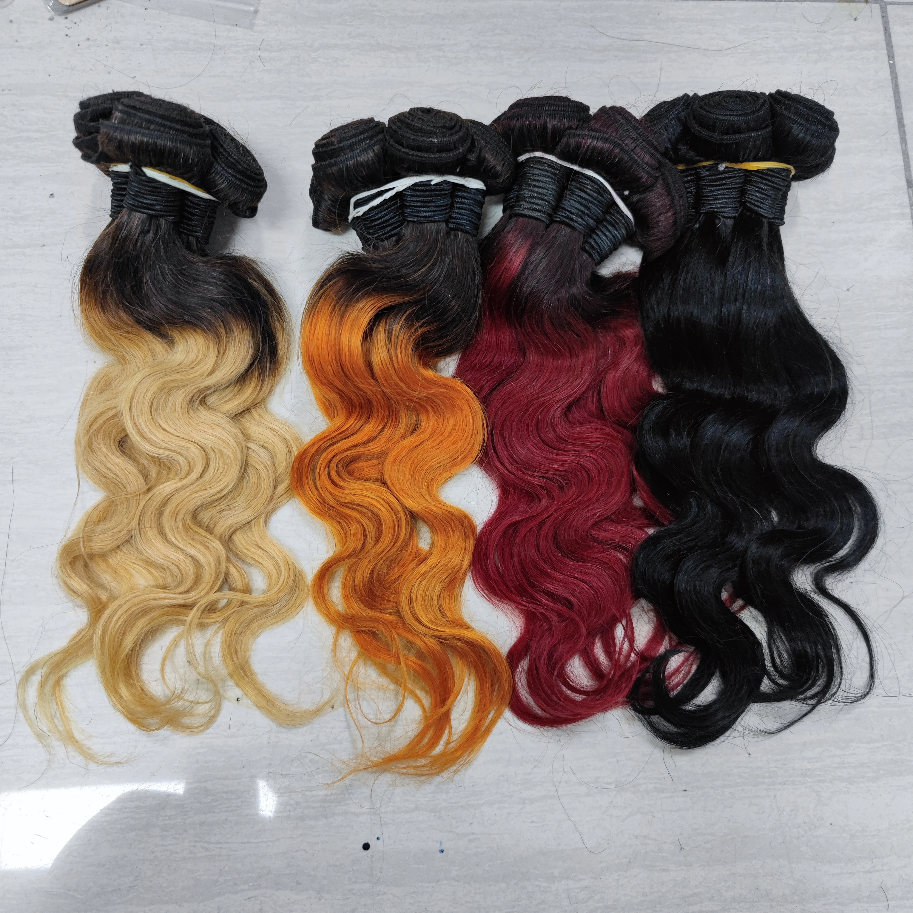 

Letsfly Wholesale Ombre color 100% Human Hair Bundles 9A Brazilian Virgin Hair Body Wave 50 Gram 7 Colours hair extension
