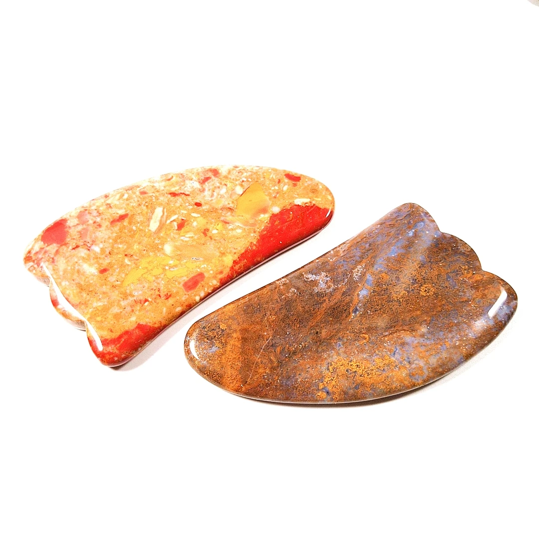 

Good Quality Beautiful Equipment Spiky claw shape Mookaite Jasper New Shape Face and Body Natural Gem Stone Gua Sha Board